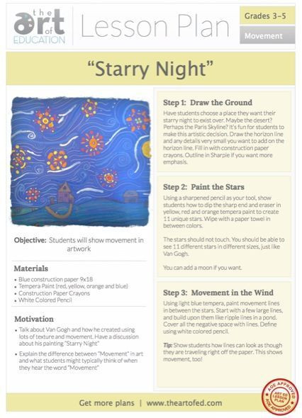 Elementary Art Lesson Plans Starry Night Free Lesson Plan Download
