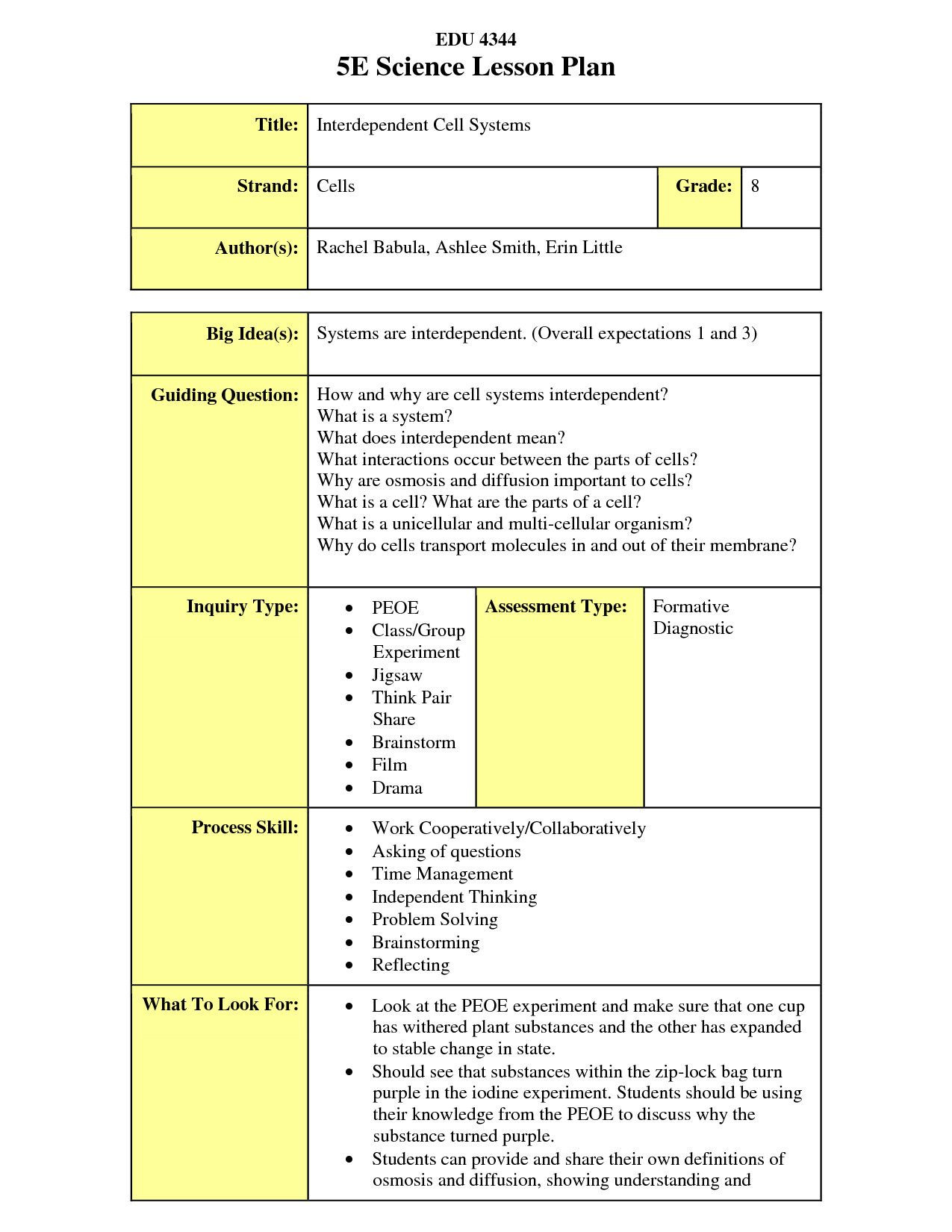 Elementary Lesson Plan Template 20 Science Lesson Plan Template In 2020
