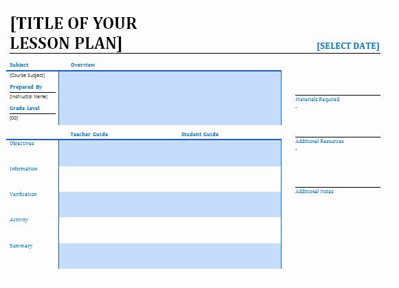 Elementary Lesson Plan Template 30 Elementary Lesson Plan Template Word In 2020