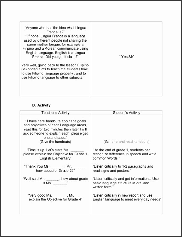 Elementary Math Lesson Plan 5 Math Lesson Plan Template for Elementary