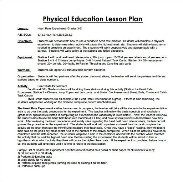 Elementary Physical Education Lesson Plans 7 Physical Education Lesson Plan Templates Word Apple