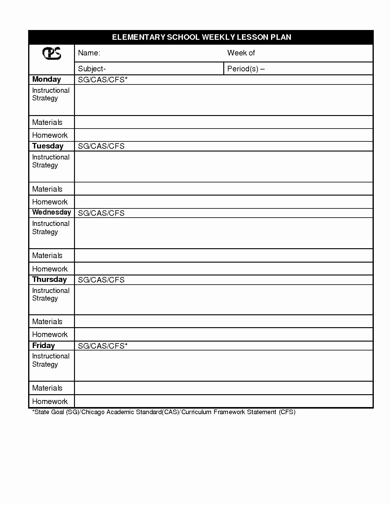 Elementary School Lesson Plan 30 Free Lesson Plan Template Elementary In 2020