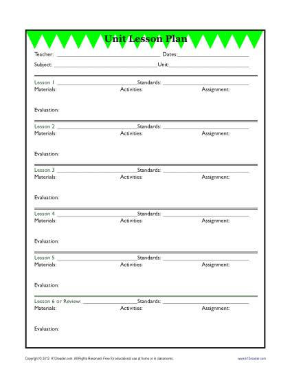 Elementary School Lesson Plan Detailed Unit Lesson Plan Template Elementary Reading