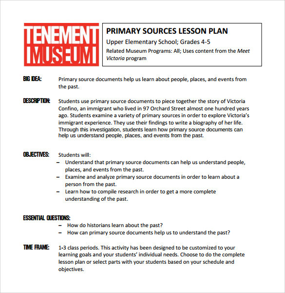Elementary School Lesson Plan Free 9 Sample Elementary Lesson Plan Templates In Pdf