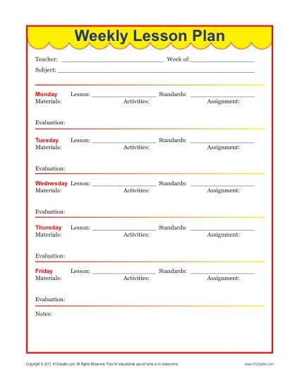 Elementary School Lesson Plan Weekly Detailed Lesson Plan Template Elementary