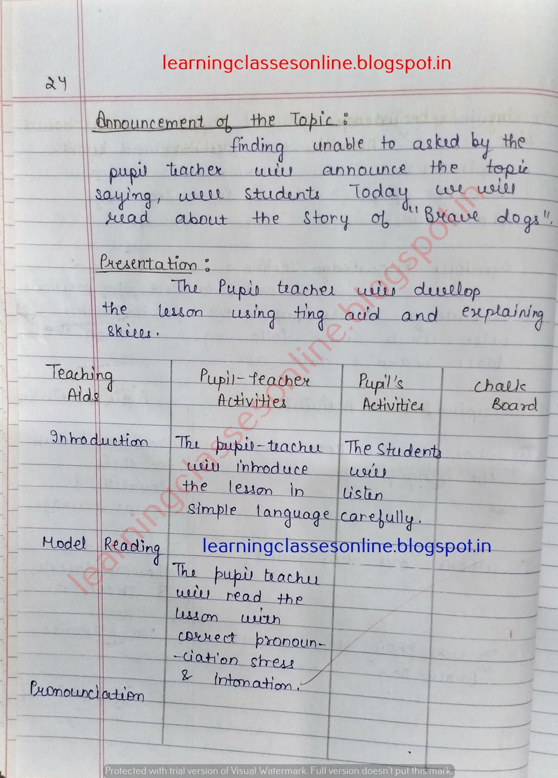 English Lesson Plan Lesson Plan In English On Brave Dog