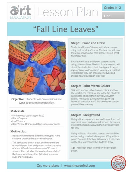Fall Lesson Plans Fall Line Leaves Free Lesson Plan Download the Art Of Ed