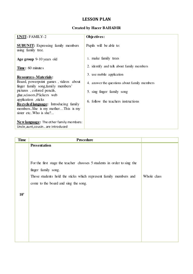 Family Lesson Plan Lesson Plan Family 2 Hacer