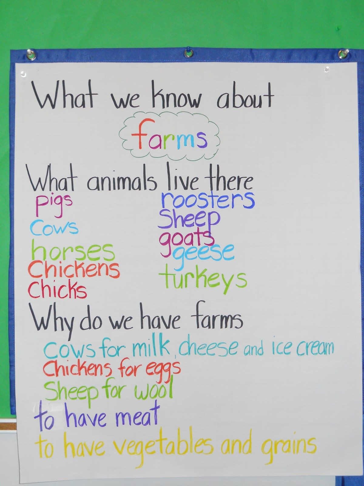 Farm Lesson Plans for Preschool What We Know About Farms Chart