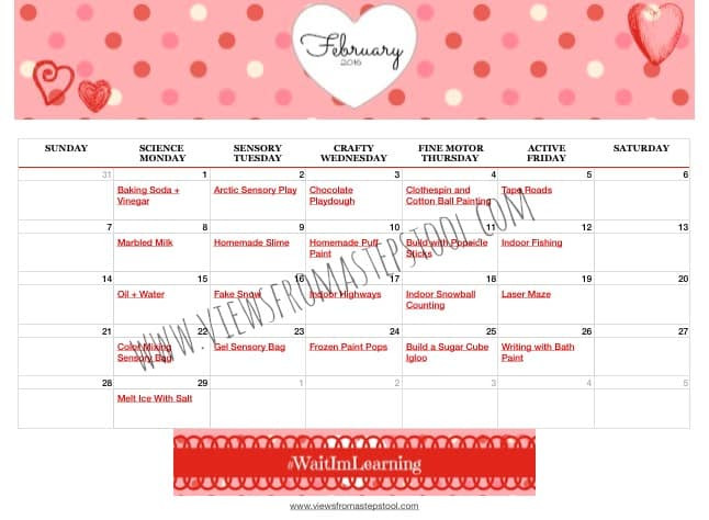 February Lesson Plans for toddlers February Calendar Of Activities for toddlers and