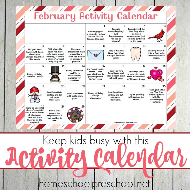 February Lesson Plans for toddlers Free February Activity Calendar for Preschoolers