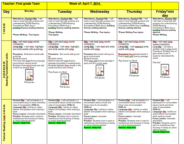 First Grade Lesson Plan Template Valerie Miller Ccss Collaboration First Grade Lesson