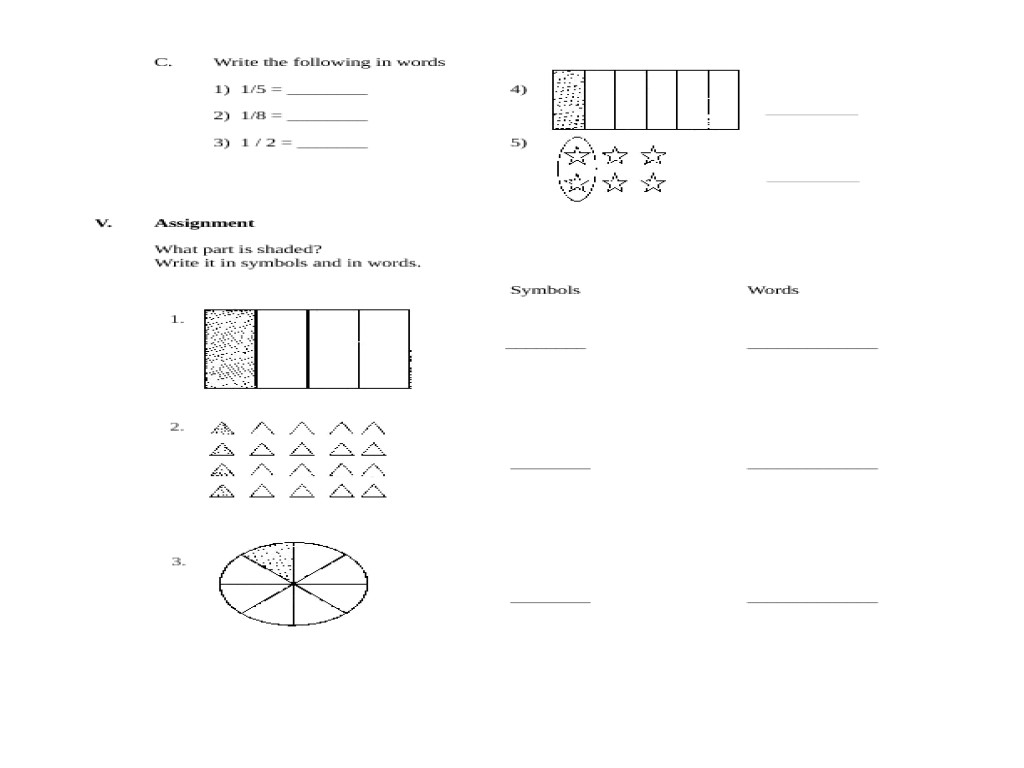Fraction Lesson Plan Reading and Writing Unit Fractions Lesson Plan for 3rd