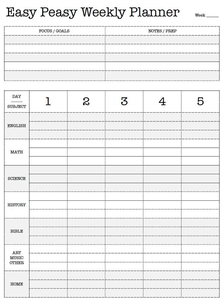Free Homeschool Lesson Plans Free Printable Easy Peasy Weekly Planner Lesson Plan