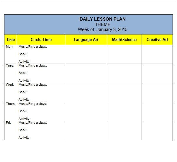 Free Kindergarten Lesson Plans Free 10 Sample Preschool Lesson Plan Templates In Google