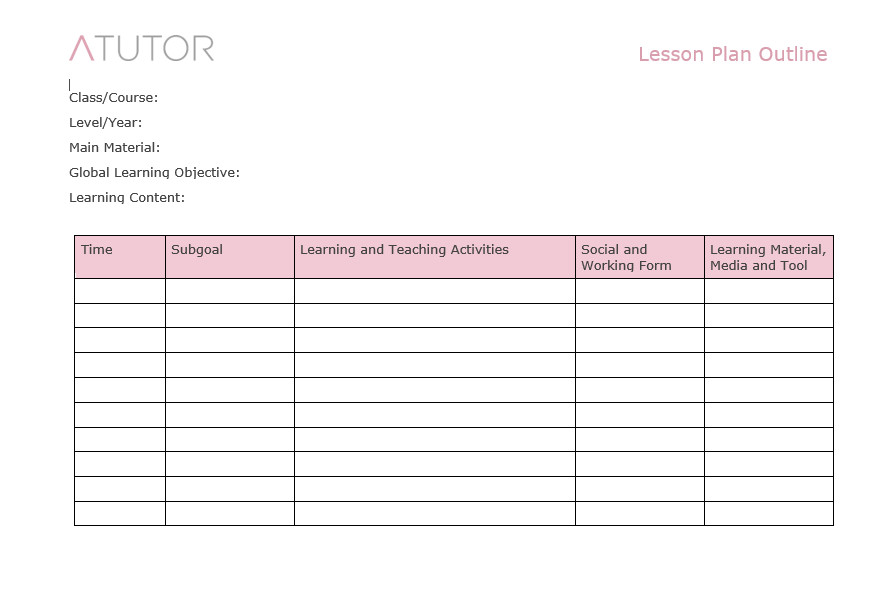 Free Lesson Plan Templates What to Write In A Lesson Plan Outline with Free