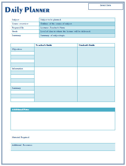Free Lesson Plans for Teachers 14 Free Daily Lesson Plan Templates for Teachers