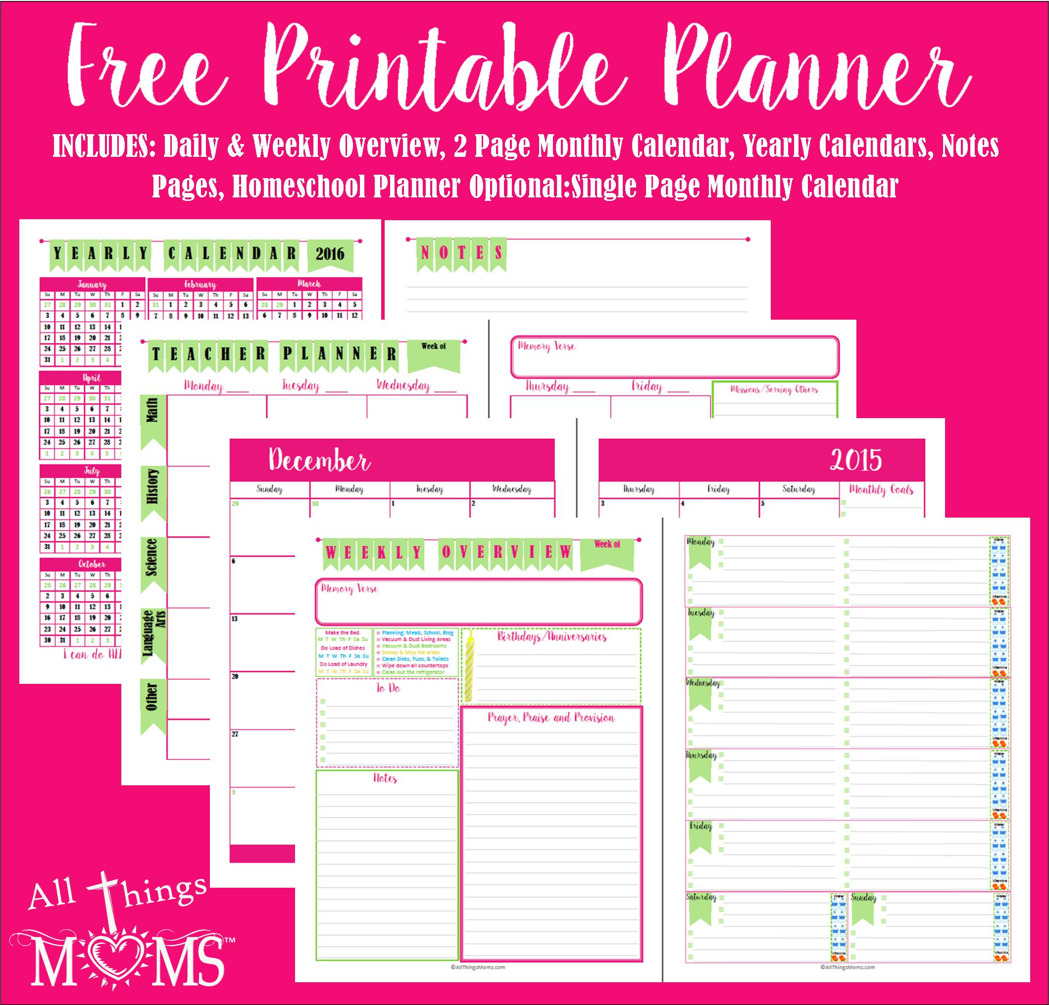 Free Online Lesson Planner Printable Planner All Things Moms