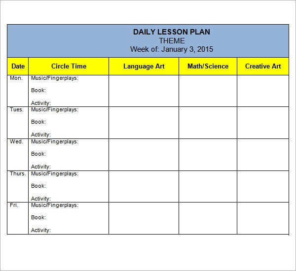 Free Preschool Lesson Plan Template 10 Sample Preschool Lesson Plan Templates