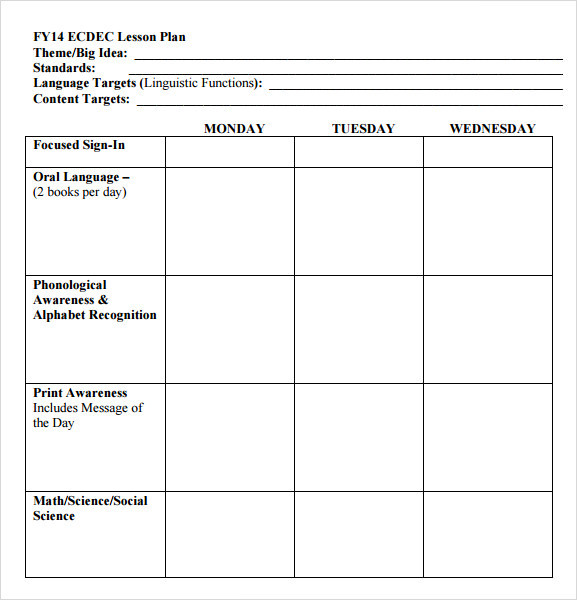 Free Printable Preschool Lesson Plans 10 Sample Preschool Lesson Plans