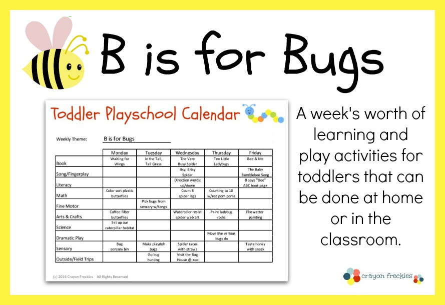 Free toddler Lesson Plans toddler Playschool B is for Bugs Lesson Plan Free