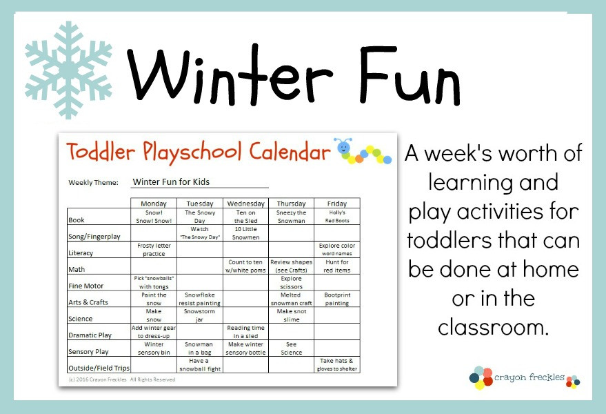 Fun Lesson Plans toddler Playschool Winter Fun for Kids Free Printable