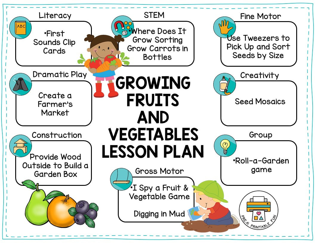 Gardening Lesson Plans for Preschool Preschool Growing Fruits and Ve Ables theme Pre K