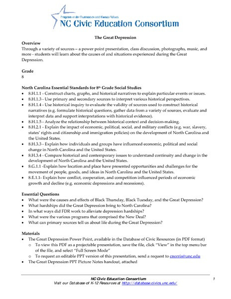 Great Depression Lesson Plans the Great Depression Lesson Plan for 3rd 5th Grade