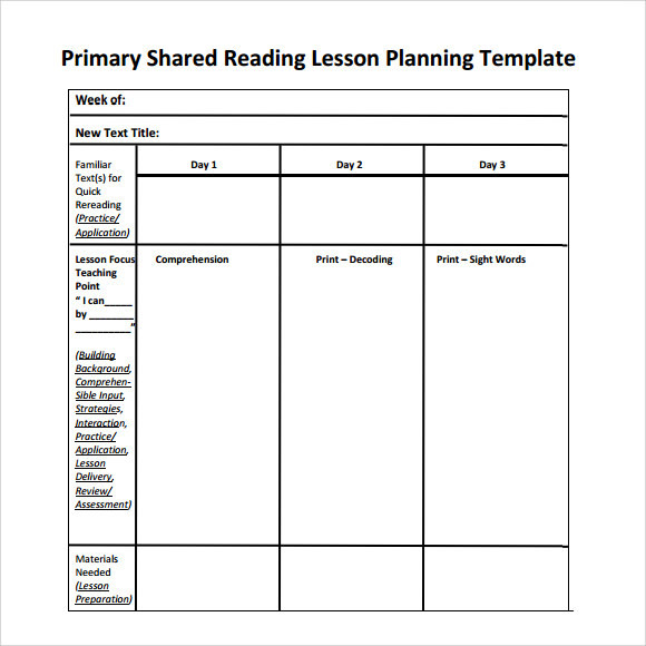 Guided Reading Lesson Plan Template 9 Sample Guided Reading Lesson Plans
