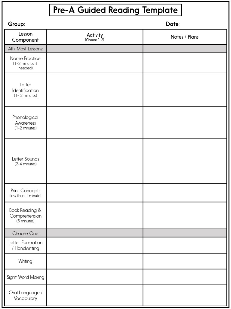 Guided Reading Lesson Plan Template What Does A Pre A Guided Reading Lesson Look Like