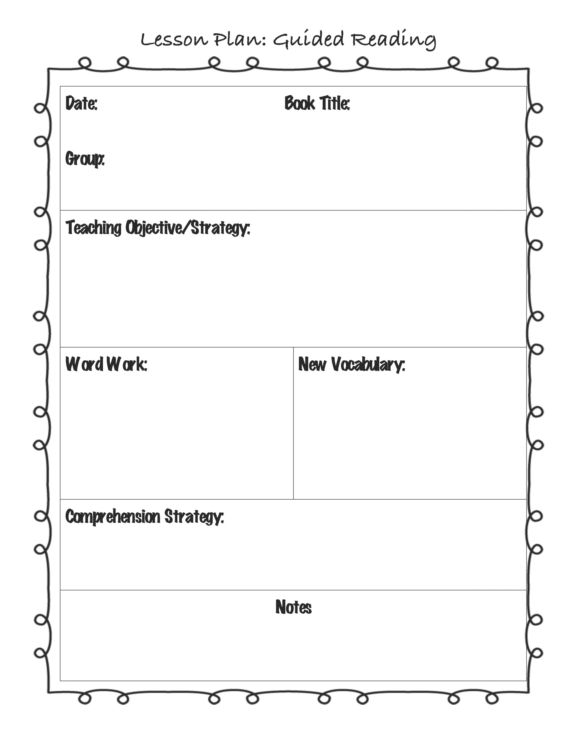 Guided Reading Lesson Plans Guided Reading Lesson Plan Template