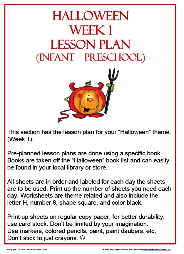 Halloween Lesson Plans 1 2 3 Learn Curriculum Halloween Lesson Plan Added