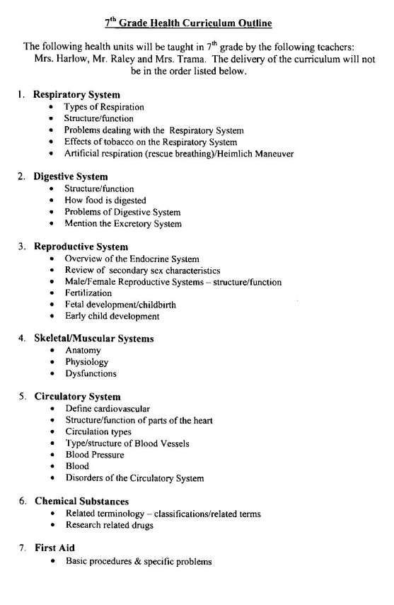 Health Lesson Plans Middle School 7 7th Grade Health Worksheet