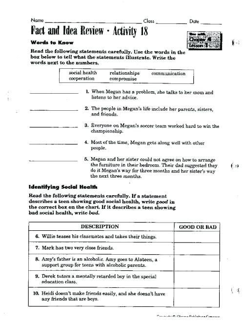 Health Lesson Plans Middle School Middle School Health Worksheets In 2020