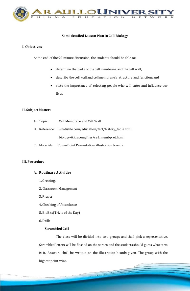 High School Biology Lesson Plans Cell Biology Lesson Plan