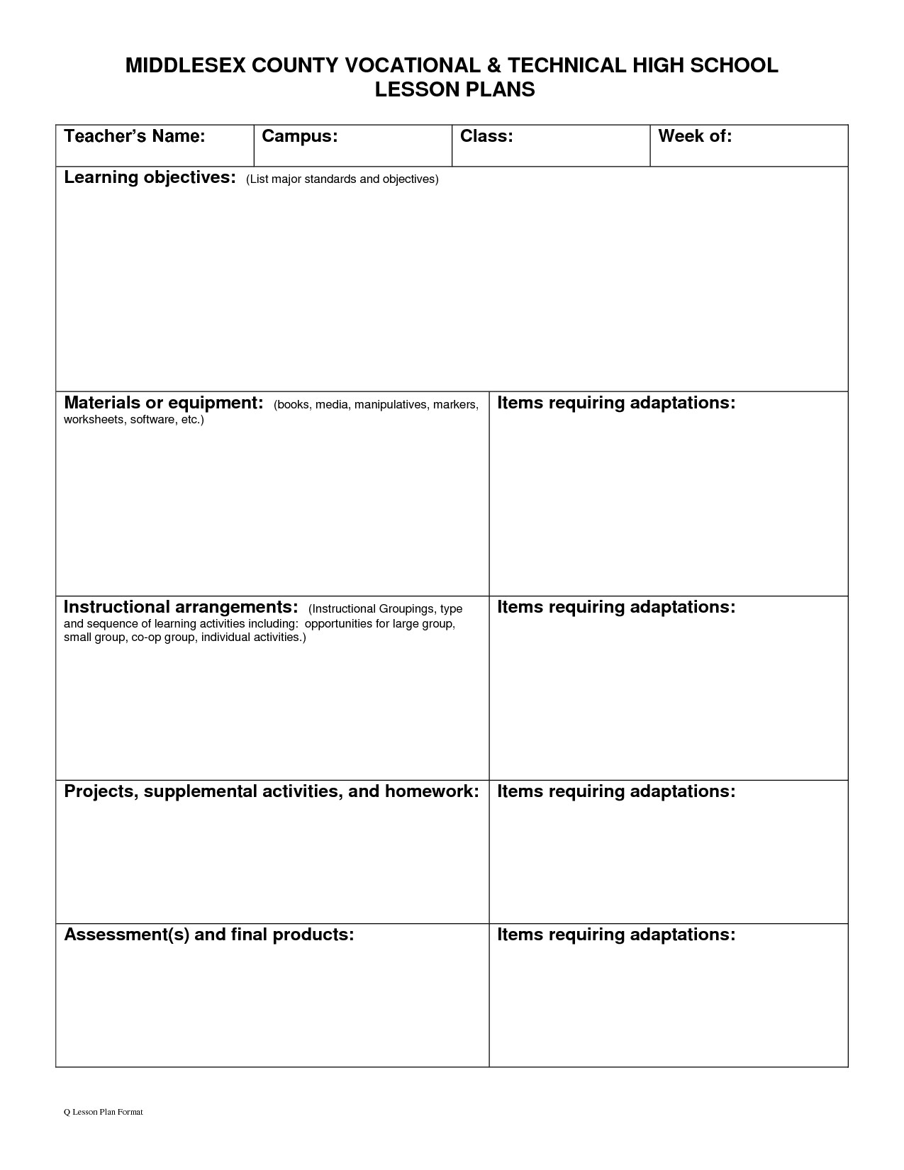 High School Lesson Plan Template 7 Best Of Worksheets Middle School Career High