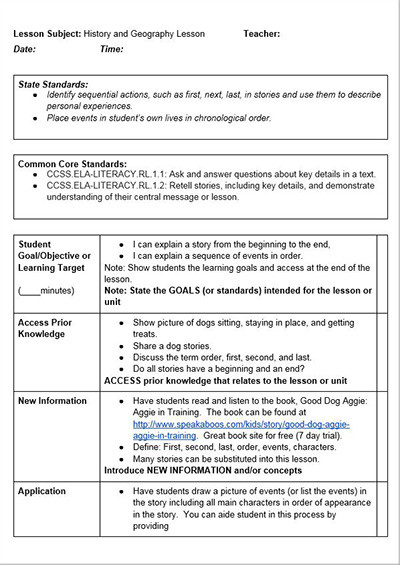 History Lesson Plan Daisy Blake