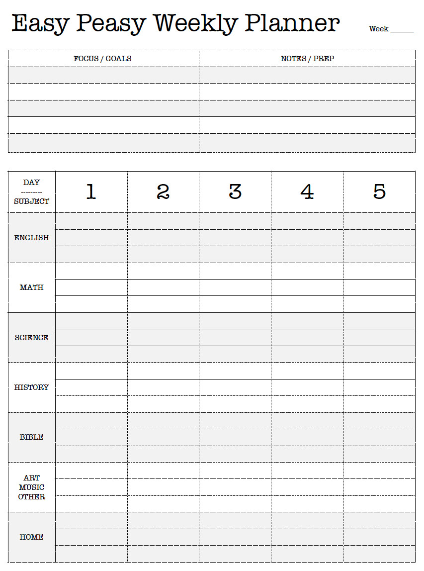 Homeschool Lesson Plan Template if You Really Wanna Know Easy Peasy Weekly Planner