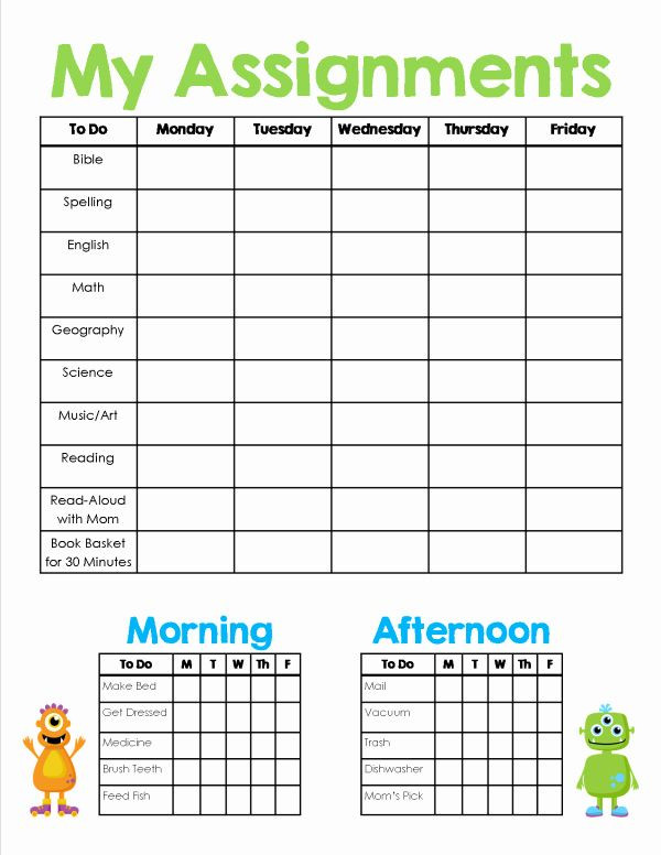 Homeschool Lesson Plan Template Printable Homework Planner for College Students Lovely
