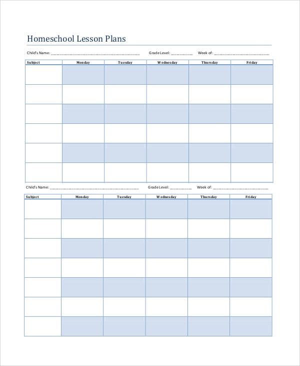 Homeschool Lesson Plan Template Printable Lesson Plan 7 Free Word Pdf Documents