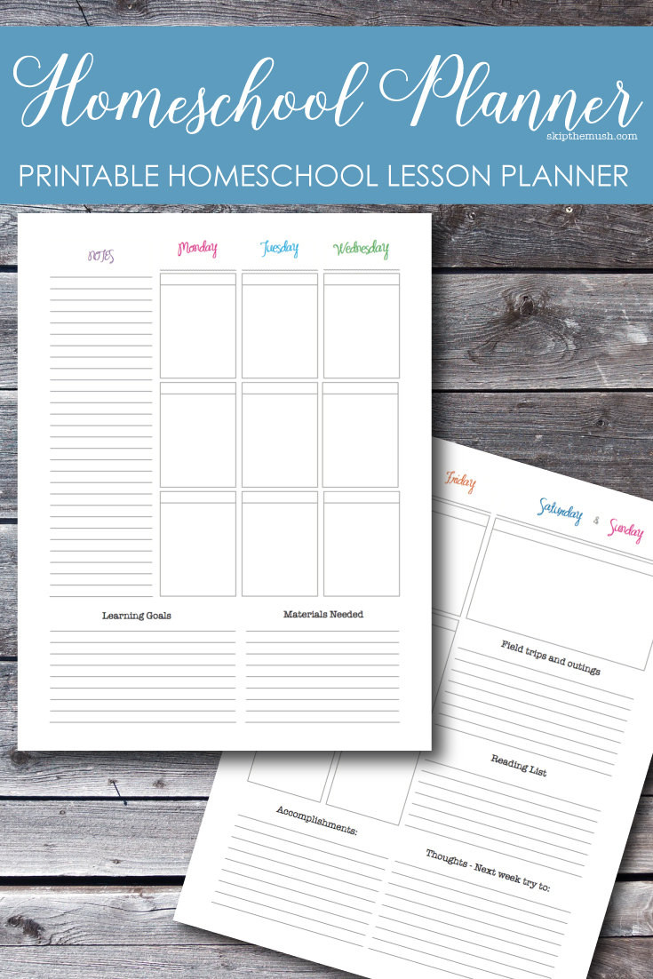 Homeschool Lesson Planner Homeschool Lesson Planner Weekly Box Planner Printable