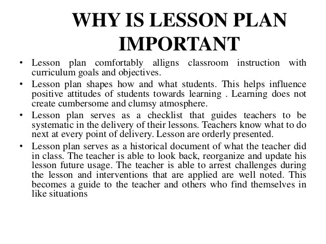 Importance Of Lesson Plan Importance Of Lesson Plan