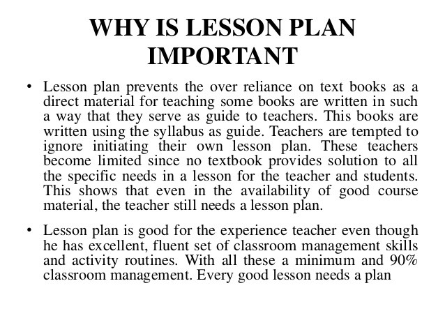 Importance Of Lesson Plan Importance Of Lesson Plan
