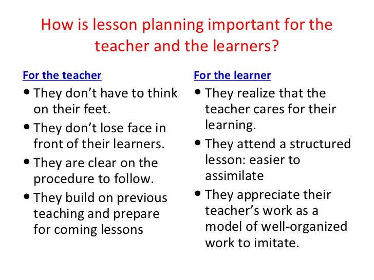 Importance Of Lesson Plan Lesson Plan