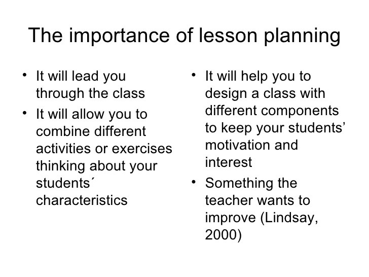 Importance Of Lesson Plan Planning Principles