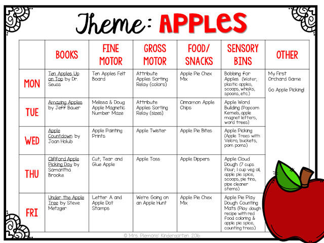 Infant Lesson Plan Ideas tot School Apples
