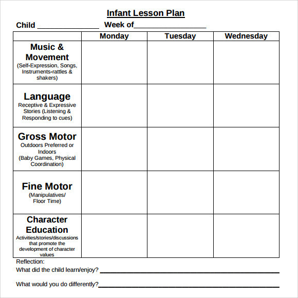 Infant Lesson Plan Template Free 8 Sample toddler Lesson Plan Templates In Pdf