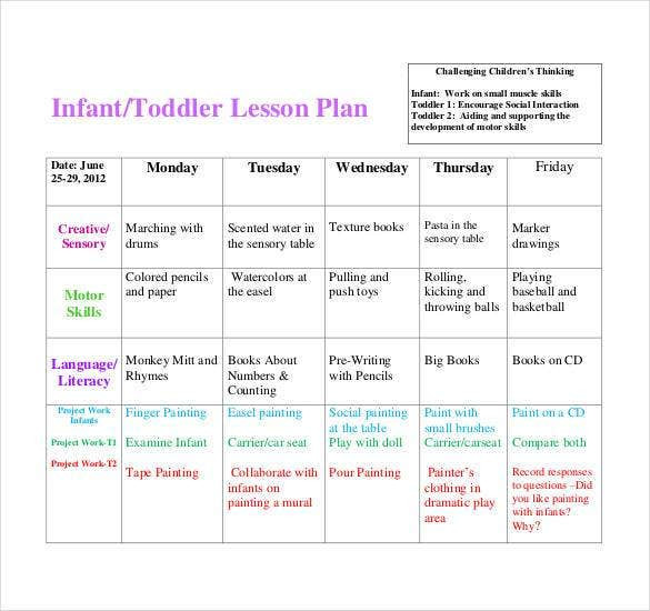Infant Lesson Plans 59 Lesson Plan Templates Pdf Doc Excel