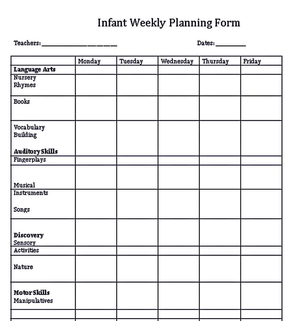 Infant Lesson Plans Infant Lesson Plan Templates