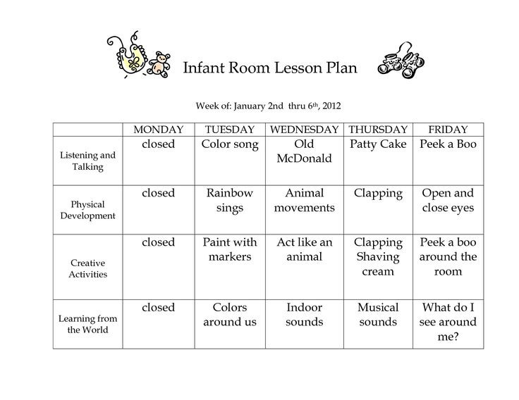 Infant Room Lesson Plans 53 Best Lesson Plan forms Images On Pinterest
